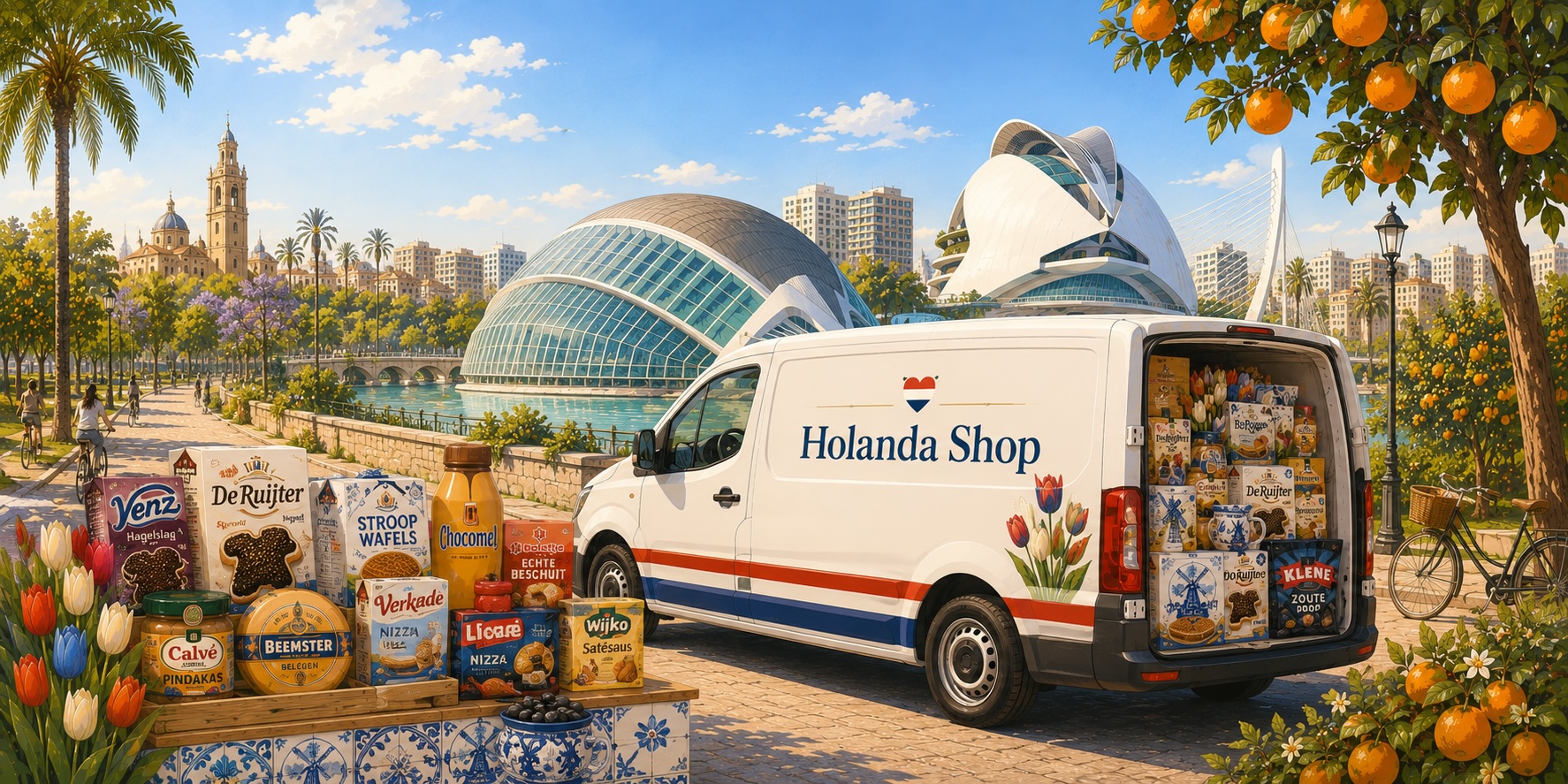 Holanda Shop bestelbus met Nederlandse producten in Valencia